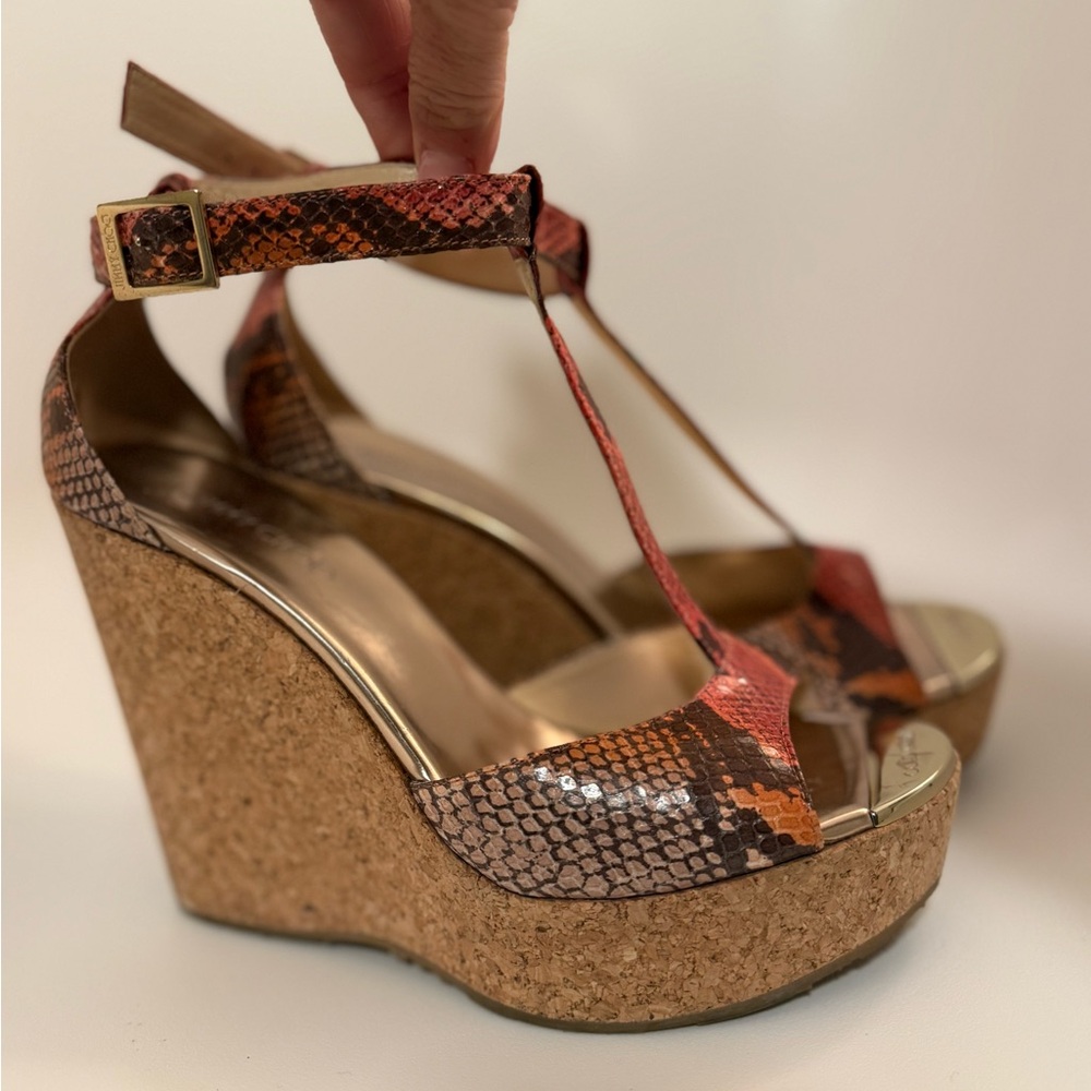 Jimmy Choo Multicolor Snake Print Wedges
